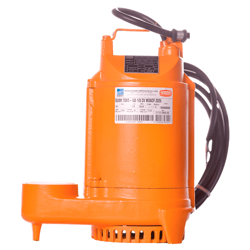 Bomba Drenagem Submersivel TSBD 100 1/3 Cv Rotor de 85mm Monofasico Motor Weg IP68 220V